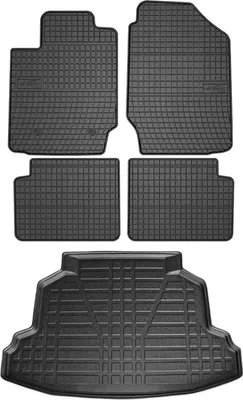 Zdjęcie produktu dla Zestaw dywaników podłogowych i wykładziny bagażnika do Toyota Corolla notchback 2002-2007 guma 5x