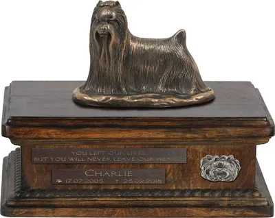 Produktbild von Yorkshire Terrier I urne in Hundeasche, personalisierte Urne mit Statue, Holzurne mit Hund von Art-Dog