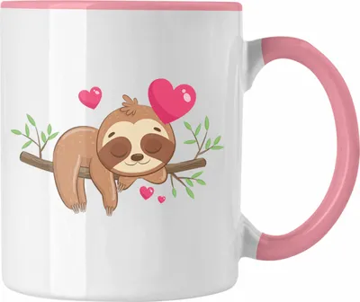 Produktbild von Trendation - Süßes Faultier Tasse Grafik Geschenk für Freundin (Rosa)