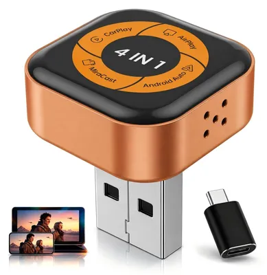 Obrázok produktu pre Adaptér CarPlay 4 v 1, bezdrôtový, s funkciami AirPlay a MirrorLink na zrkadlenie obrazovky smartfónov
