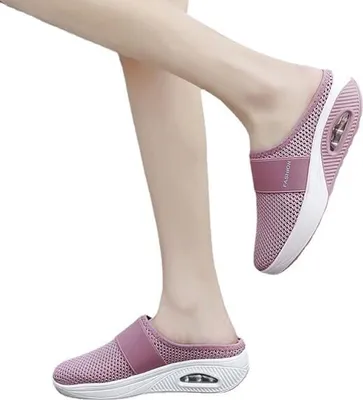 Produktbild von Damen Orthopädische Sneaker mit Luftpolster: Bequeme, Atmungsaktive Mesh-Freizeitschuhe, Leichte Gehschuhe für Diabetiker, Sandalen und Turnschuhe mit Fußbett