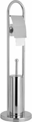 Image de Aqualine Samba - Porte-papier hygiénique sur pied avec brosse hygiénique, chromé SB131