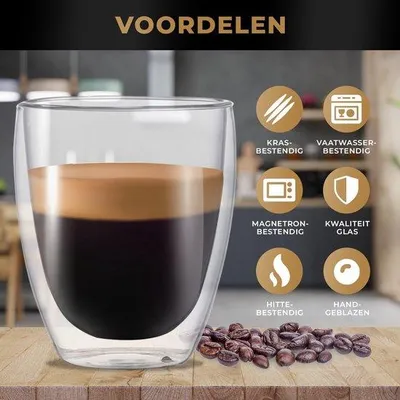 Produktbild von Famanu Doppelwandige Gläser für Kaffee und Tee - 250 ml, 2 Stück