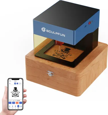 Produktbild von SCULPFUN iCube Pro 5W: Přenosný mini laserový gravírovací stroj, gravírování 10000 mm/min, s kouřovým filtrem a teplotním alarmem - bezdrátové ovládání pomocí aplikace APP a PC