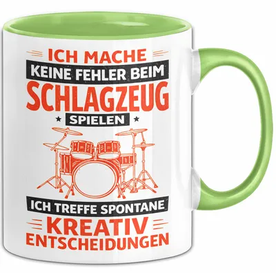 Produktbild von Schlagzeugspieler Schlagzeuger Schlagzeug Tasse Geschenk Lustige Geschenkidee Spruch Ich Mache Keine Fehler Beim Schlagzeug Spielen (Grün)