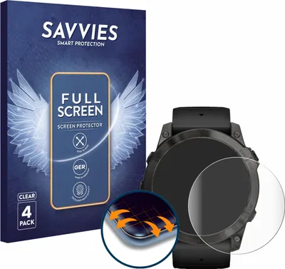 Produktbild von 4x Savvies Fullscreen Schutzfolie für Garmin Epix Pro (Gen 2) (51 mm) Displayschutz Folie Fullcover Klar Transparent