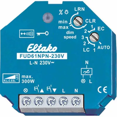 Immagine prodotto di ELTAKO FUD61NPN-230V Interruttore dimmer universale senza fili da incasso max 300W (30100835)