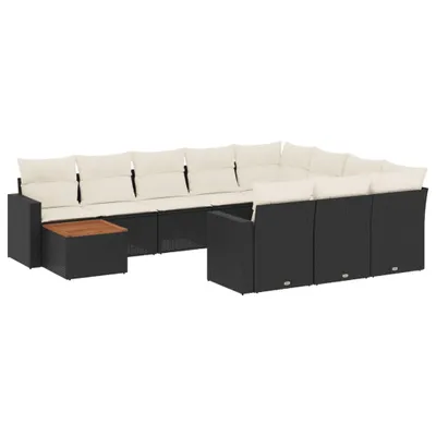 Produktbild von "WINTER SALE" 11-tlg. Garten-Sofagarnitur - Balkonmöbel/Loungeset - elegantes Design - mit Kissen Schwarz Poly Rattan - Gartensofas NeuMöbel733998