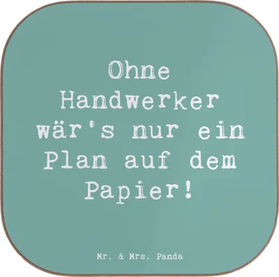 Produktbild von Mr. & Mrs. Panda Untersetzer Tasse Spruch Handwerker Lebensart - Meeresbrise - Geschenk, Tassenuntersetzer, Geschenke mit Herz, kreative, Tischschoner, Handwerkskunst