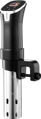 A professional studio shot of a sous-vide immersion circulator against a white background.