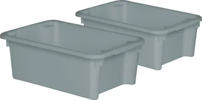 Produktbild von 2 Drehstapelbehälter, LxBxH 600x400x220 mm, 30 Liter, grau