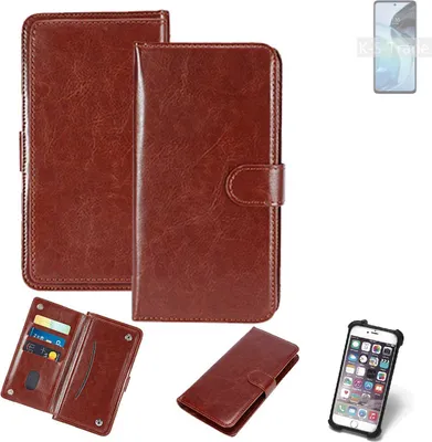Produktbild von K-S-Trade 360° Hülle kompatibel mit Motorola Moto G72 braun Kunstleder Case BookCase WalletCase Kunstlederederhülle Handyhülle, Rundumschutz