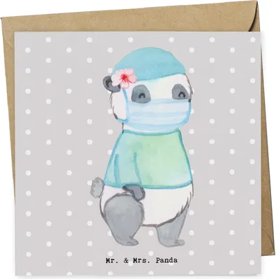 Produktbild von Mr. & Mrs. Panda Glückwunschkarte Operationsassistentin Herz - Grau Pastell - Geschenk, OP, krank, Grußkarte, Krankehaus, doppelkarte, Arzt, anlasskarte, OTA, Ausbildung