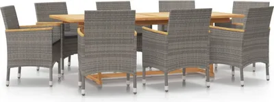 Obrázek produktu pro vidaXL 9dílný zahradní jídelní set s polštáři Grey