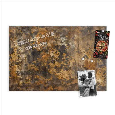 Produktbild von Magnettafel 90x60cm Pinnwand Whiteboard beschreibbar - Rostige Textur