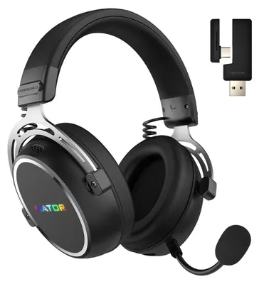 Zdjęcie produktu dla HATOR Hypergang 3 Wireless, Bezprzewodowy, Gaming, 10 - 44000 Hz, 330 g, Zestaw słuchawkowy, Czarny