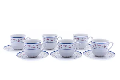 Zdjęcie produktu dla Thun 1794 Rose, filiżanki do espresso, porcelana, czerwona róża, 100 ml, Thun
