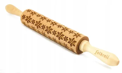 Produktbild von Folkroll Gravierter Nudelholz Weihnachten Teigmuster 37 cm