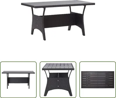 Produktbild von The Living Store Gartentisch Schwarz 120x70x66 cm Poly Rattan