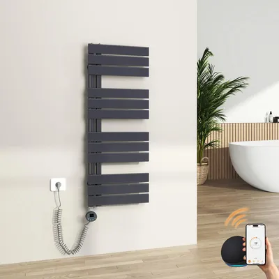 Produktbild von S'AFIELINA 1041x400mm Handtuchheizkörper Elektrisch, Badheizkörper Elektrisch mit Thermostat, WiFi,programmierbarem Timer,LCD-Anzeige,400 W,Anthrazit