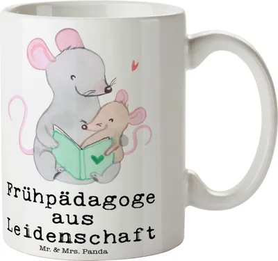 Produktbild von Mr. & Mrs. Panda Kaffeebecher Frühpädagoge Leidenschaft - Weiß - Geschenk, Lustig, Tasse, Becher, Kaffeepott, Witzig, Pott, Spruch, Studium, Ausbildung, Teetasse