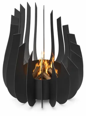 Produktbild von MetaloPro Bloom Feuerstelle Säulenform Stahl Ø 75 cm Höhe 80 cm – schwarz pulverbeschichtet, Outdoor Feuerschale für Garten und Terrasse