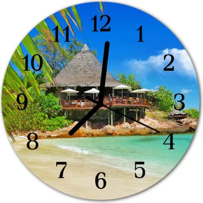 Produktbild von Glasuhr Wanduhr Küchenuhr Echt-Glas 30fi cm Insel mehrfarbig