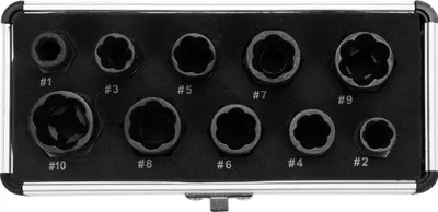 Produktbild von Yato YT-06031, Schraubenausdrehersatz, Kohlenstoffstahl, Schwarz, 9,5 mm, 9 mm, 10 mm, 11 mm, 12 mm, 13 mm, 14 mm, 15 mm, 16 mm, 17 mm, 19 mm, Schwarz