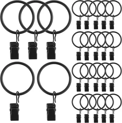 Produktbild von Famanu Vorhangringe Metall mit Clips - 2-in-1 Design für Vorhänge, Duschvorhänge und Wäscheleinen