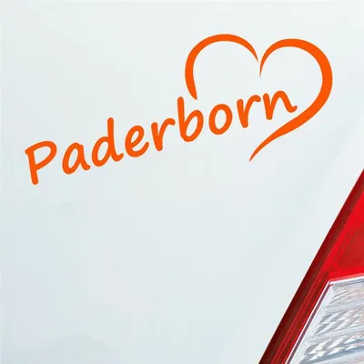 Produktbild von Auto Aufkleber Paderborn Herz Stadt City Liebe Love Heimat 16x8 cm Orange Sticker Heckscheibenaufkleber