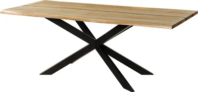 Produktbild von MASSIVMOEBEL24.DE Baumtisch Mango 160x90x76 natur lackiert / Epoxid schwarz, Kreuzgestell 2 anthrazit matt EPOXY