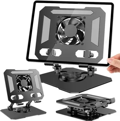 Obrázok produktu pre Verk 04135 Otočný držiak na tablet s ventilátorom, USB, čierny