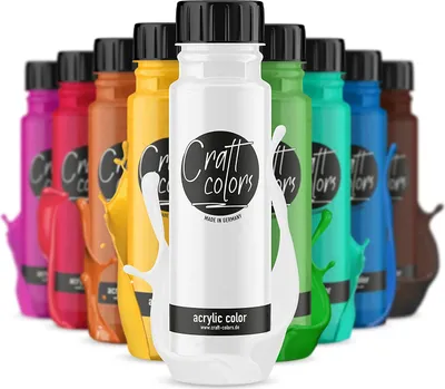 Produktbild von Craft colors® hochwertige Acrylfarbe - Set (10 x 250ml) | deckende Malfarbe |  Germany | schnell trocknend | hohe Pigmentierung