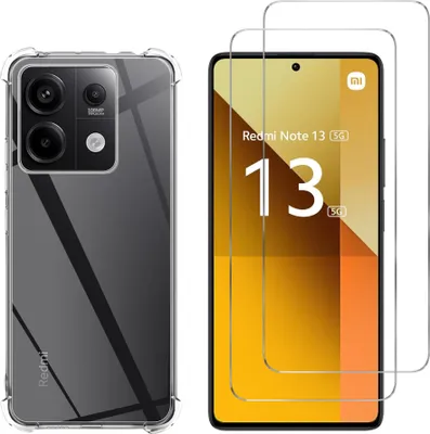 Image de Housse antichoc pour Xiaomi Redmi Note 13 5G avec 2 protections d'écran en verre trempé Phonillico®