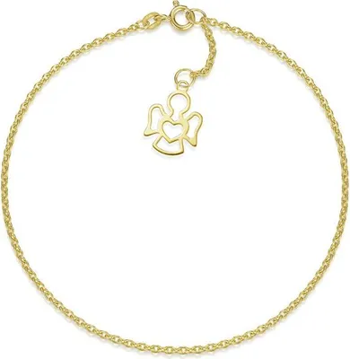 Produktbild von SILBERKETTEN STORE Fußkette Erbse 1,8mm mit Engel -echt 585 Gold, Länge 27cm - 27cm