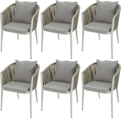 Produktbild von AXI Faye Gartenstuhl Set 6 Stück in Beige | Gartenstühle für Gartentisch aus Aluminium/Polyester & inklusive Sitzkissen aus Olefin | Stuhl Wetterfest für Garten / Draußen - bis zu 120 kg belastbar