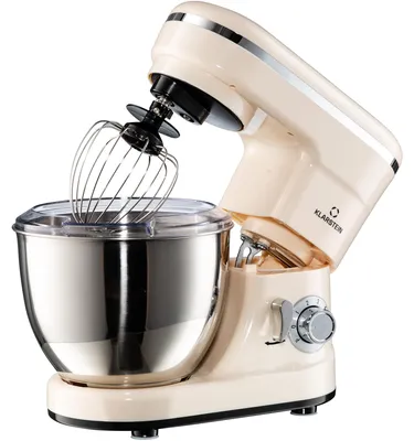 Obrázek produktu pro Kuchyňský robot Klarstein Bella – hnětač se 6 stupni rychlosti, mixér z ušlechtilé oceli, pulzní funkce, planetární systém míchání, 3 mixovací nástavce, 1200 W,  krémová barva