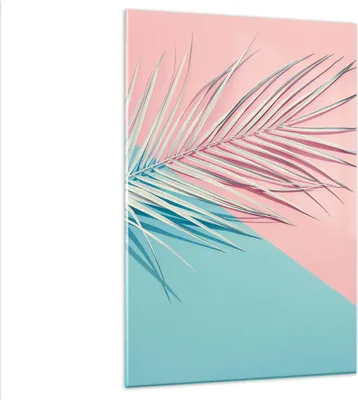Produktbild von Bilder auf glas - Einteilig - Blatt Rosa Türkis - 80x120cm - Glasbilder - Wandbilder - Bilder - zum Aufhängen bereit - Wanddekoration aus Glas - Glas Bilder - Wandbild auf Glas - GPA80x120-4421