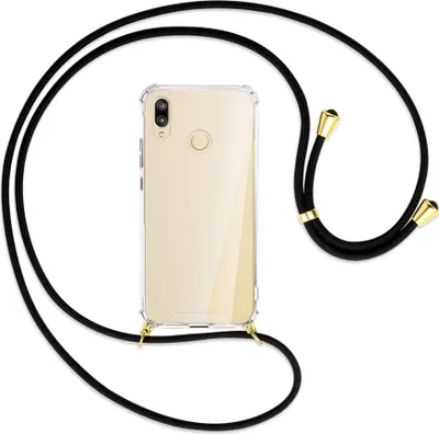 Produktbild von Handykette Backcover-Schutzhülle mit Band (Metall goldfarben) für Huawei P20 lite - schwarz