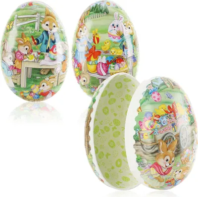 Produktbild von com-four® 3x Osterei zum Befüllen - Bunte Fülleier für Ostern - Ostereier mit traditionellen Oster-Motiven zum verstecken und verschenken