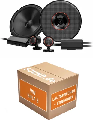 Produktbild von Lautsprecher Boxen Einbaupaket Armaturenbrett JBL Club3 64CTP passend für VW Golf 3 Kompakt + 4/5 türig | 2x Tief-Mitteltöner mit integriertem Hochtöner 210W MAX