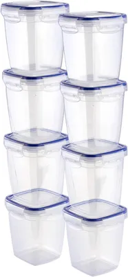 Immagine prodotto di Set di contenitori per alimenti - Contenitori per la preparazione dei pasti - Conservazione degli alimenti - Ermetici e impilabili - 8 pezzi da 310 ml - Trasparente