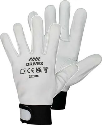 Produktbild von Arbeitshandschuhe Leder Montage Handschuhe Ziegenleder Gartenhandschuhe DRIVEX weiß Größe 10
