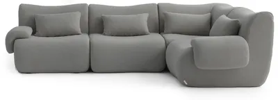 Obrázok produktu pre MILYSOFA SOFATIME – 4-miestna modulárna rohová pohovka, jemná slučková tkanina, farba oblakovo šedá