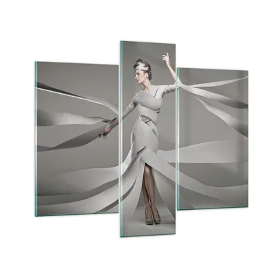 Produktbild von Bilder auf glas - Frau Modell Streifen Emotionen - 95x80cm - Glasbilder - Wandbilder - Kunstdruck - zum Aufhängen bereit - Wanddekoration aus Glas - Glas Bilder - Wandbild auf Glas - GCB95x80-2612