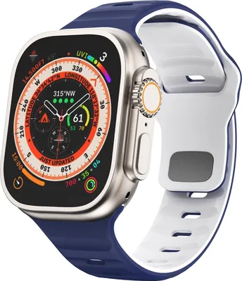 Obrázek produktu pro Pro Apple Watch Ultra 2 / 1 49mm silikonový řemínek s vlnovou strukturou Tmavě modrá / bílá