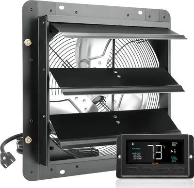Produktbild von VEVOR Abluftventilator, 356 mm,Temperatur-Feuchtigkeitsregler, EC-Motor, 1024 CFM, Wandlüfter mit variabler Geschwindigkeitsregelung zur Wandmontage, Belüftung und Kühlung für Gewächshäuser, Garagen