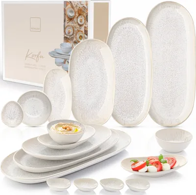 Produktbild von SÄNGER Steingut Servierplatten Set Korfu 11 teilig