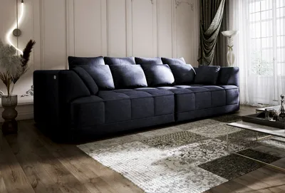 Produktbild von DOMO-HOME Big Sofa TIGA mit Elektrisch Ausziehbaren Sitzflächen 302x136cm| Stilvolle und  | Moderne Design für Ihr Wohnzimmer | Komfortable Schlafcouch | Farbe schwarz | CLOUD