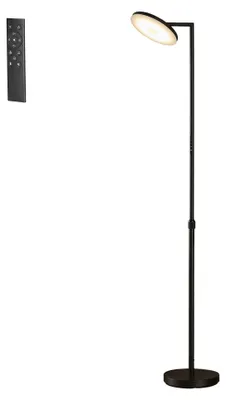 Produktbild von LED-Stehleuchte verstellbar mit drehbarem Leuchtenkopf und Timer | Schwarz | 25x25x148-176 cm